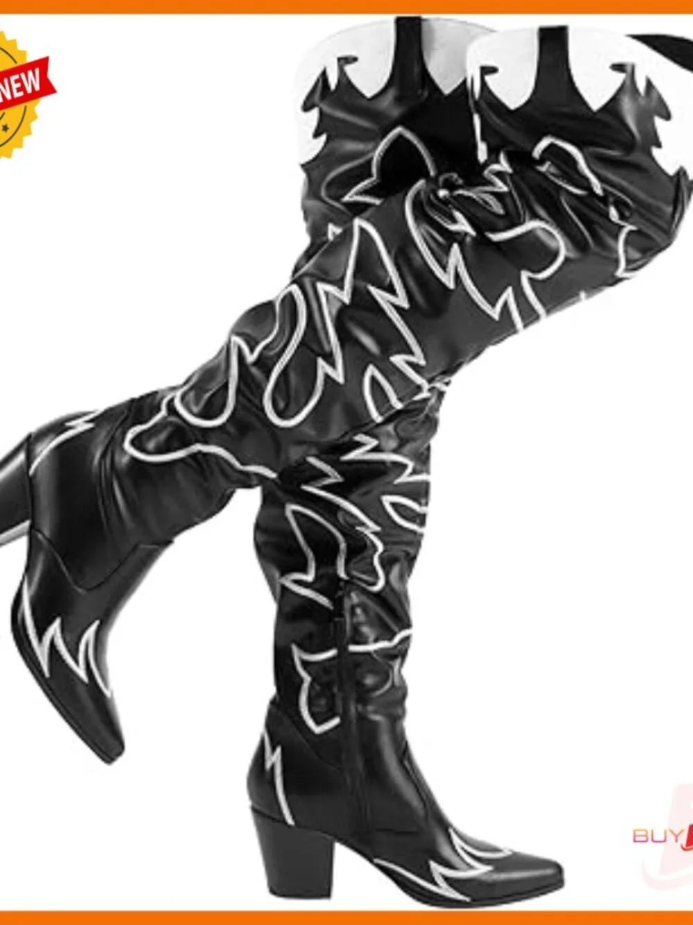 Women's Over the Knee Boots Slouchy Pointed Toe Embroidered Heeled